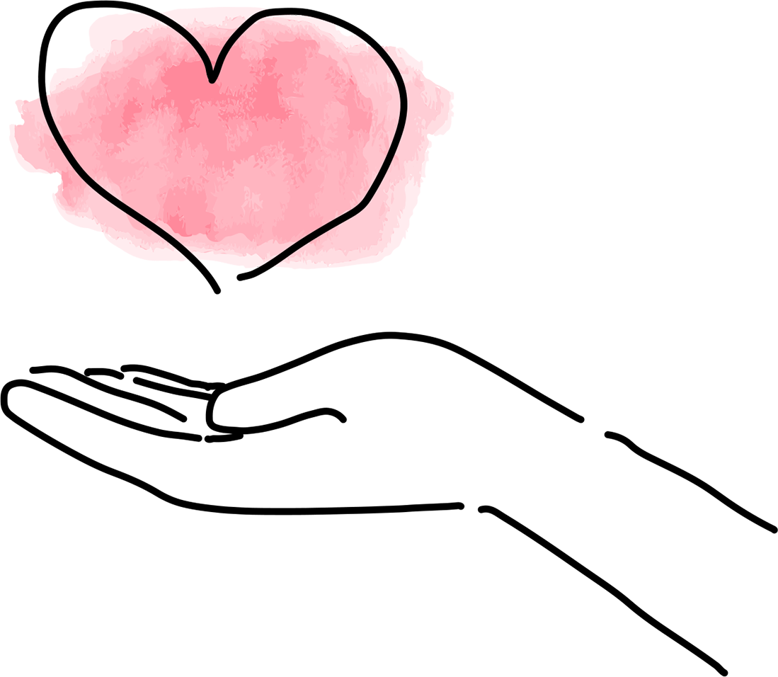 イラスト：手でハートを支える